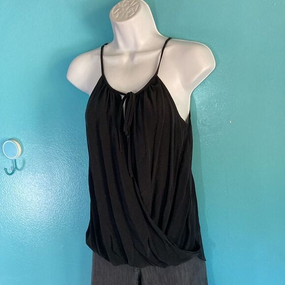 Amanda Uprichard Size P Black Silk Keyhole Faux Wrap Strappy Summer Tank Top - Picture 1 of 14